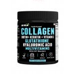 Hydrolyzed Marine Collagen with Biotin, Vitamin C, Zinc, Keratin, Glutathione, Hyaluronic Acid, DHT Blocker & Multivitamins.